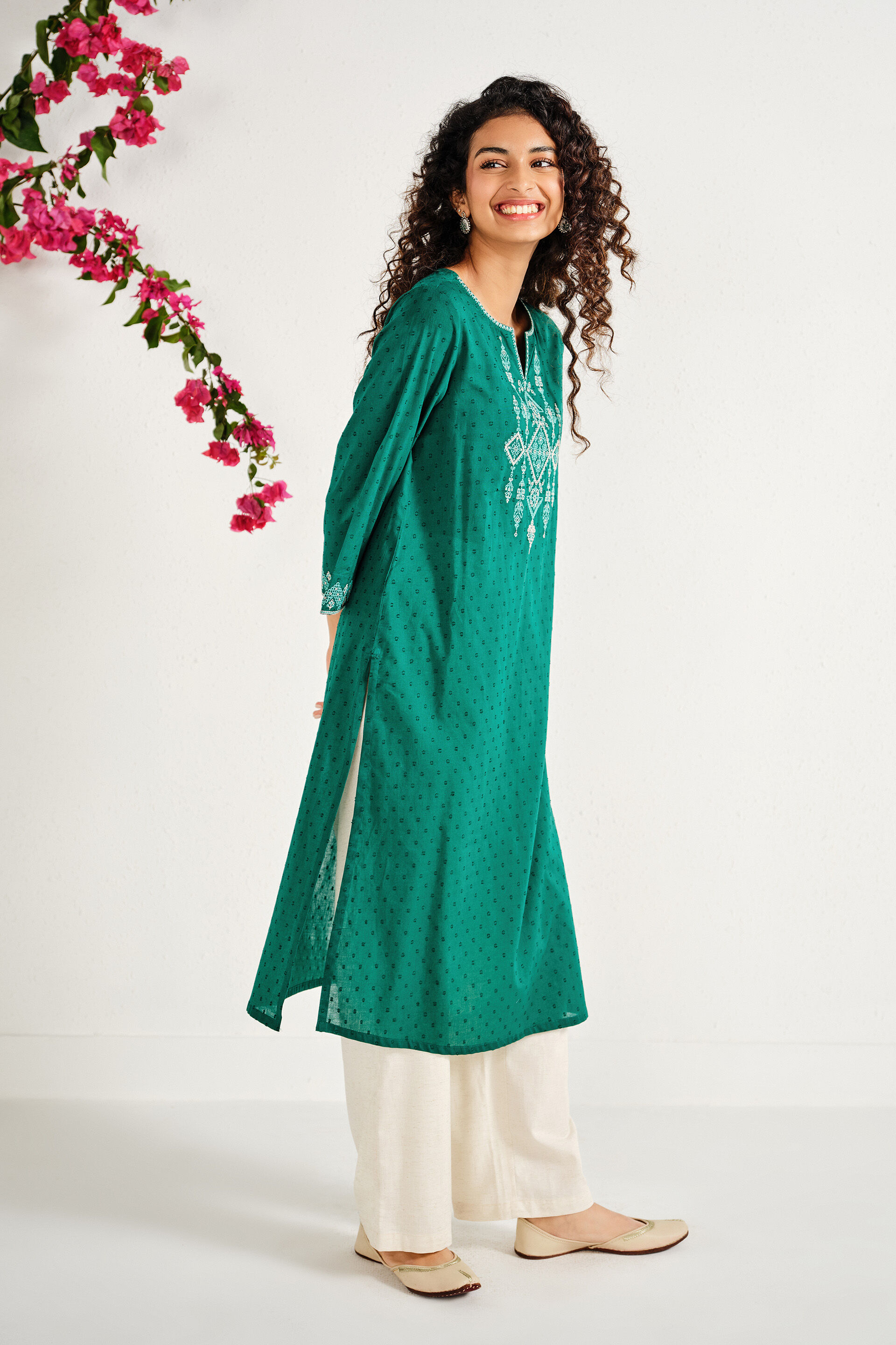 Moksh Teal Cotton Kurta, Teal, image 6