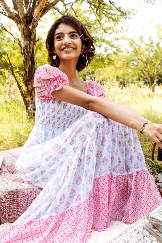 1 - Pink Floral Fit & Flare Gown, image 1