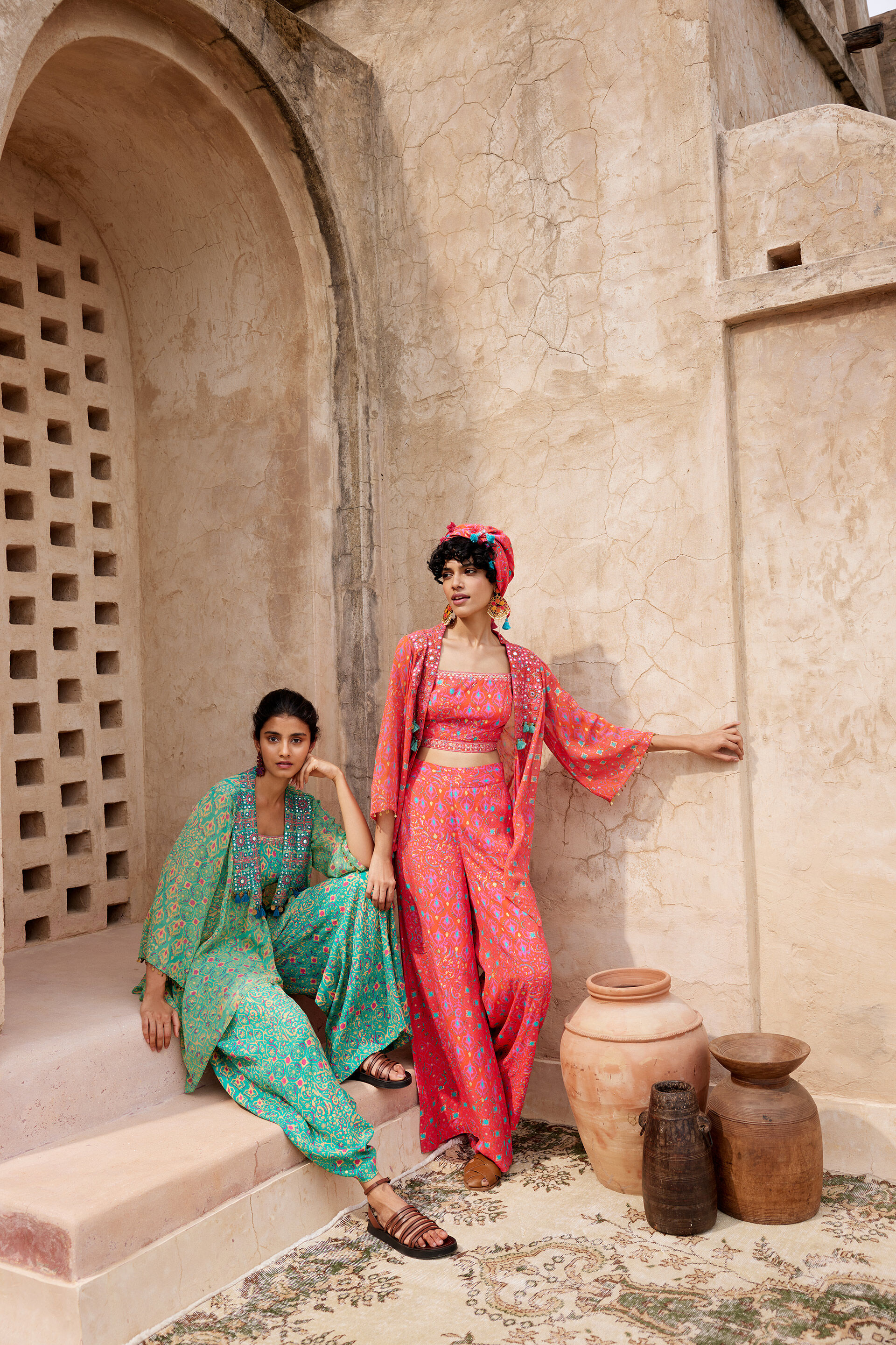 Orange Festive Crop Top Co-ord, Orange, image 2