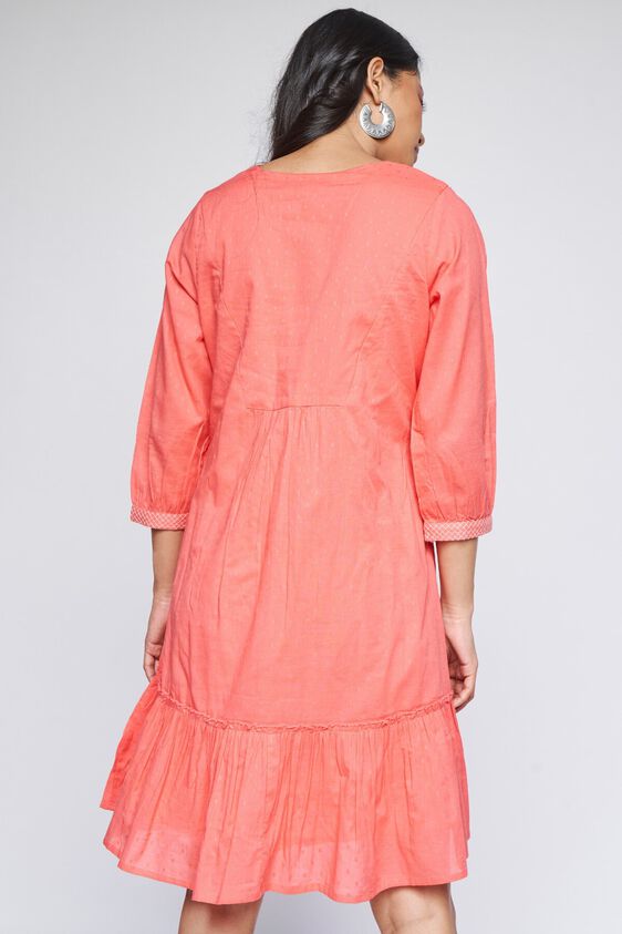 5 - Coral Solid Trapese Dress, image 5
