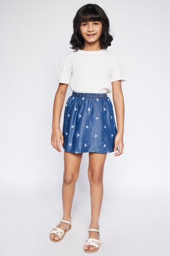 4 - Midnight Blue Embroidered Solid Skirt, image 4