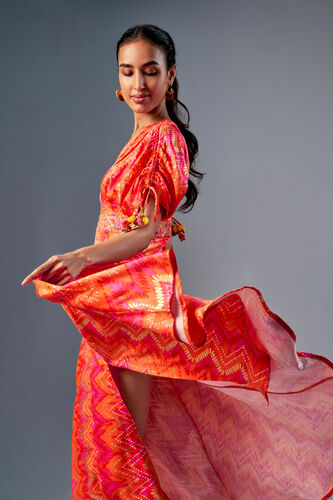Sundowner Pleated Maxi Dress, Peach, image 6