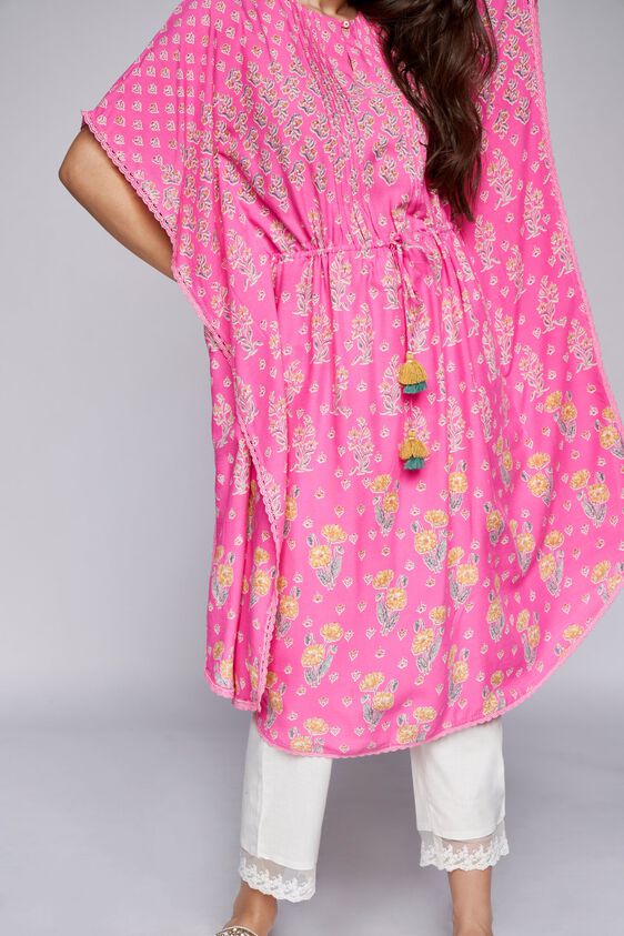 5 - Pink Floral Kaftan Kurta, image 5