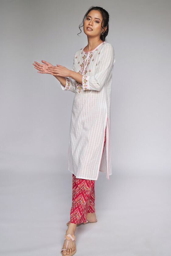 6 - White Solid Straight Kurta, image 6