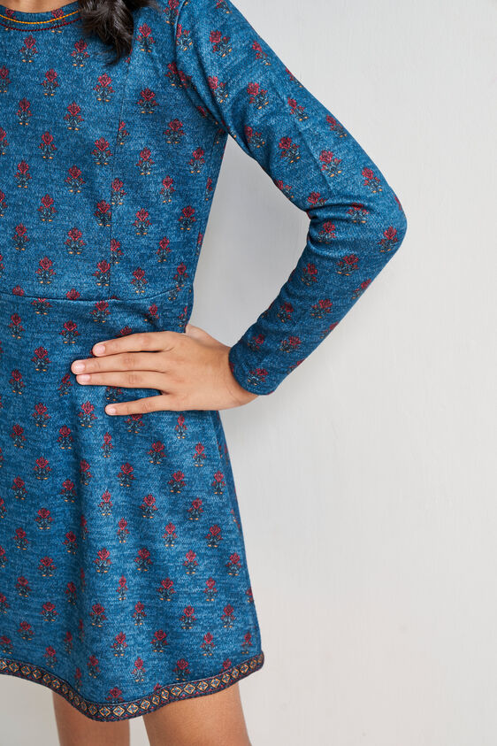 Floral Fit and Flare Dress, Teal, image 6