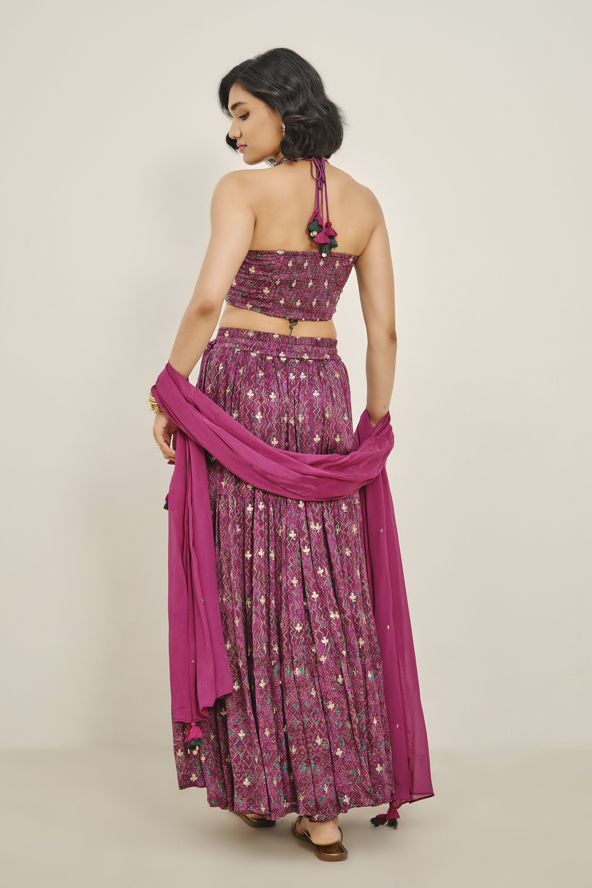 Prutha Purple Embroidered Skirt Set, Purple, image 5