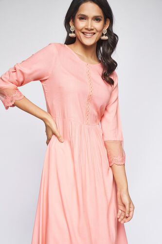 1 - Rose Pink Self Design Kurta, image 1