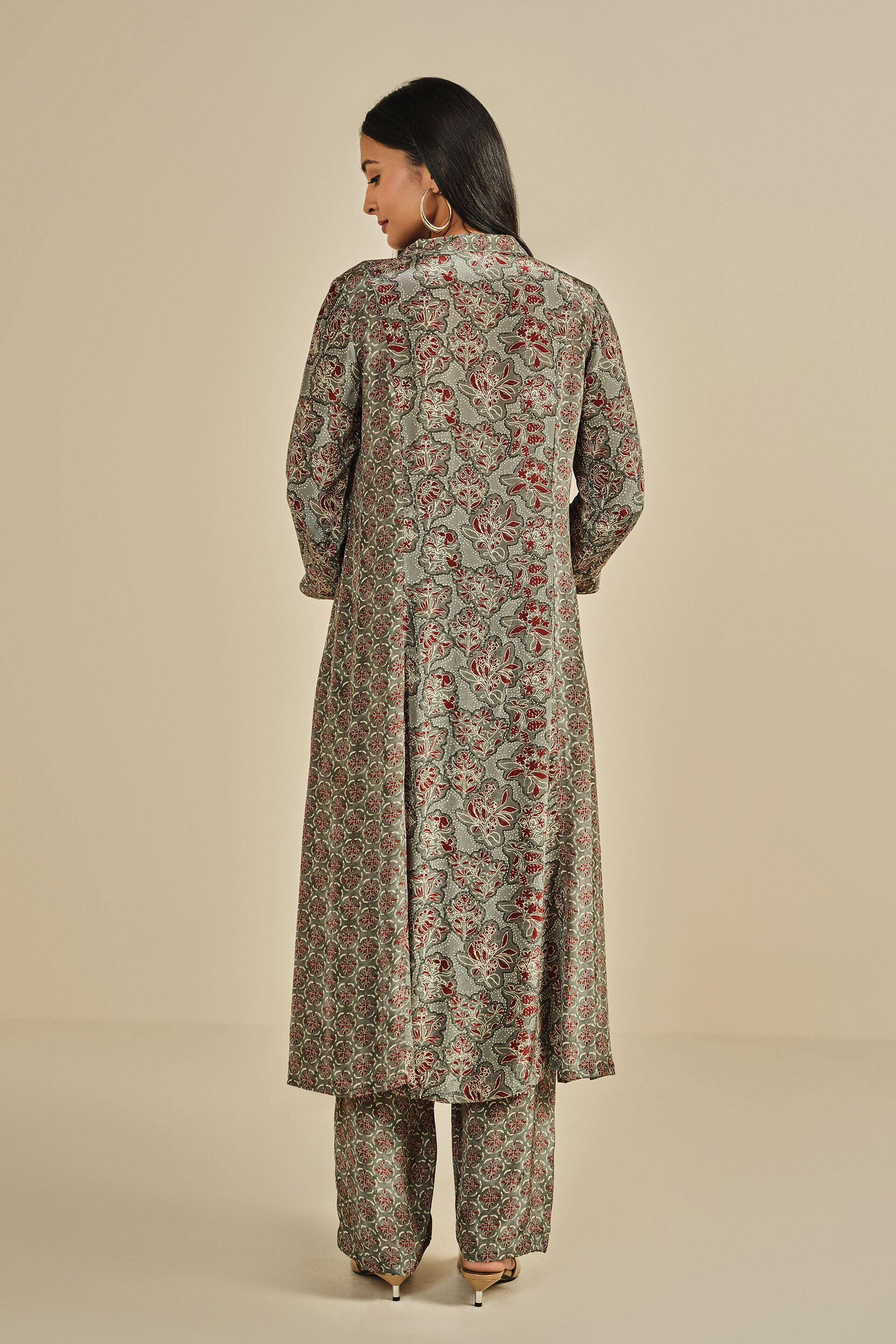 Pyaar Berry Grey Kurta Set, Grey, image 5