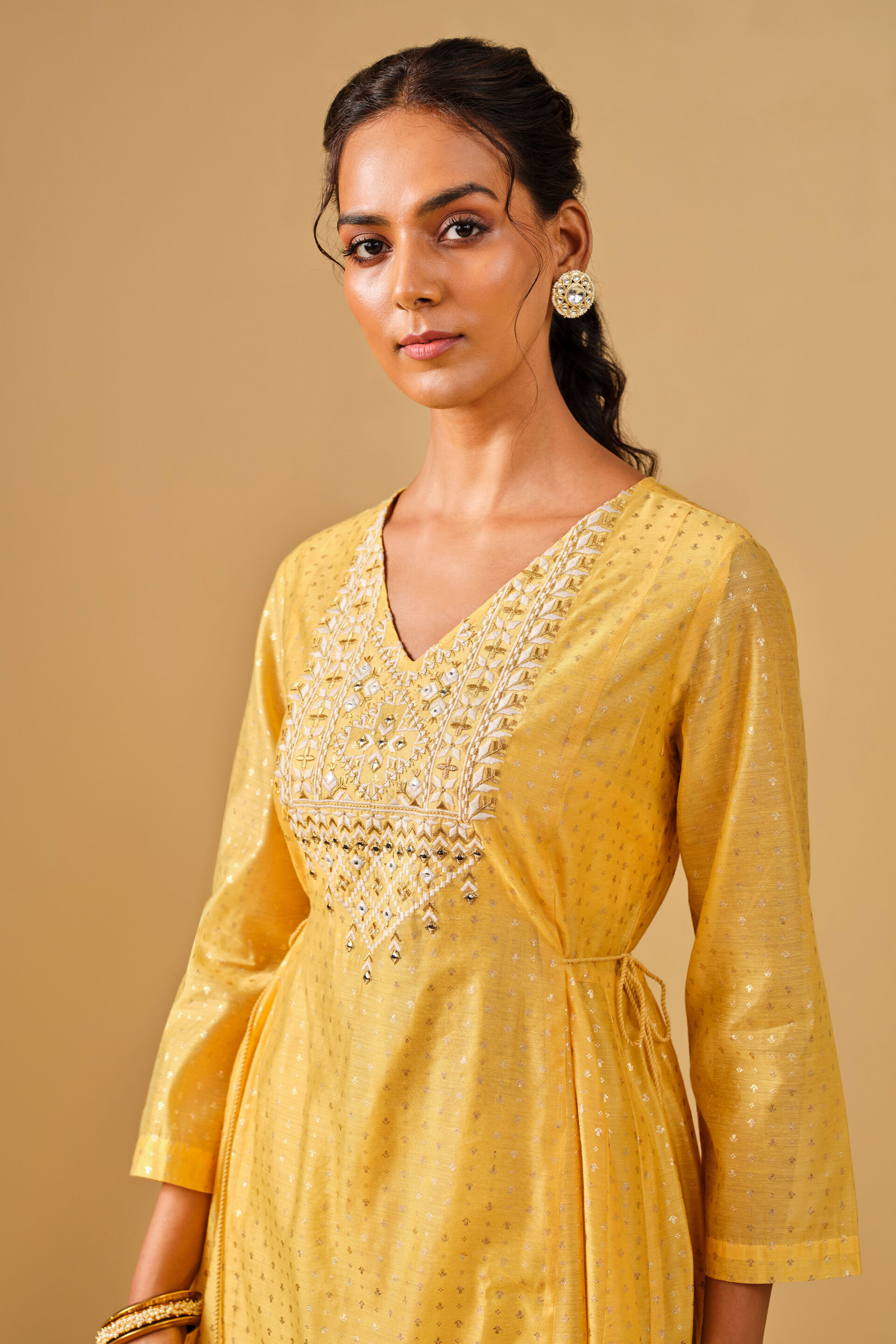 Festive Yellow Fit and Flare Kurta, Yellow, image 5