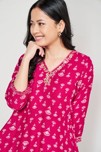 Pink Ethnic Motifs Flared Suit, Pink, image 6