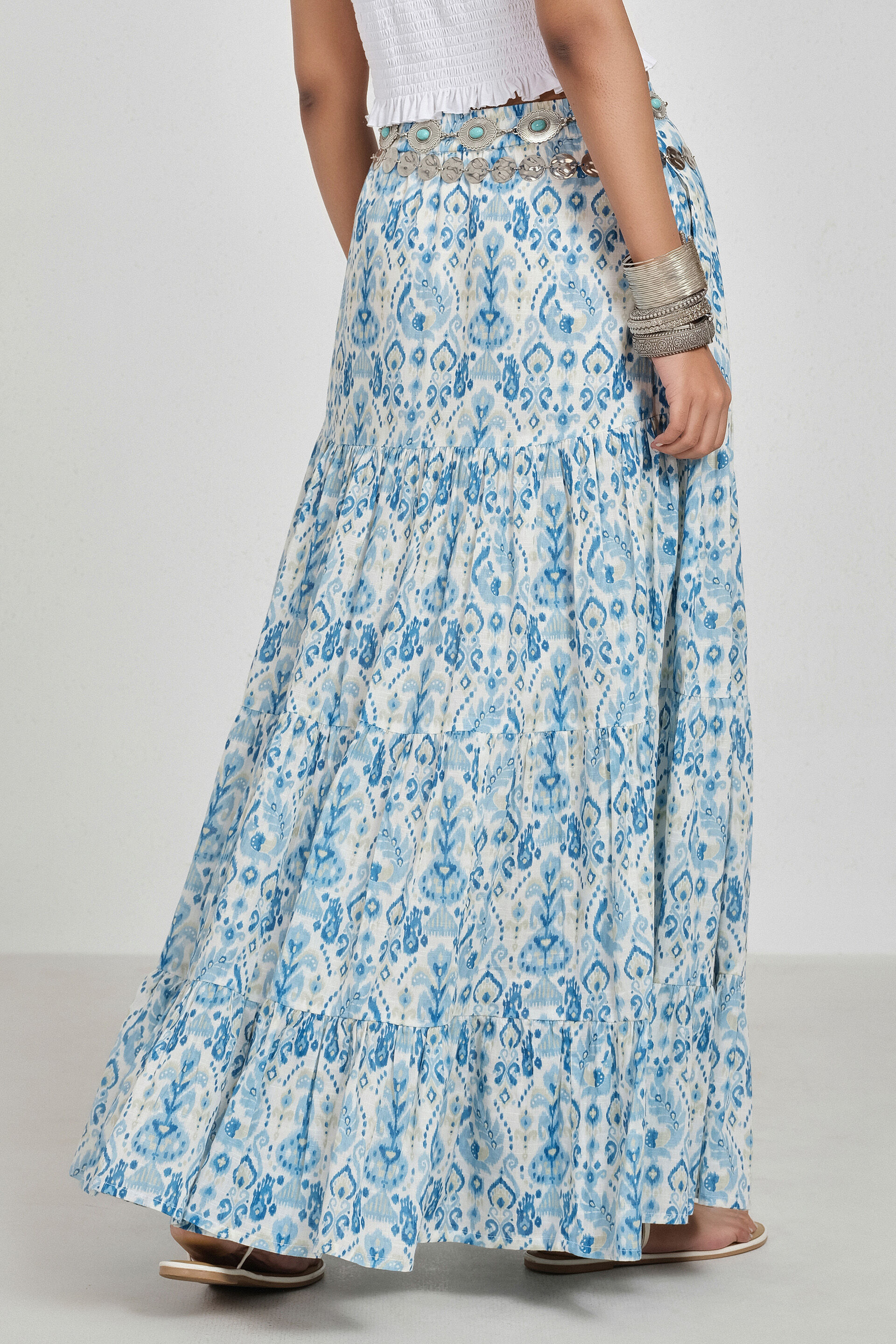 Itika Tiered Skirt, White, image 4