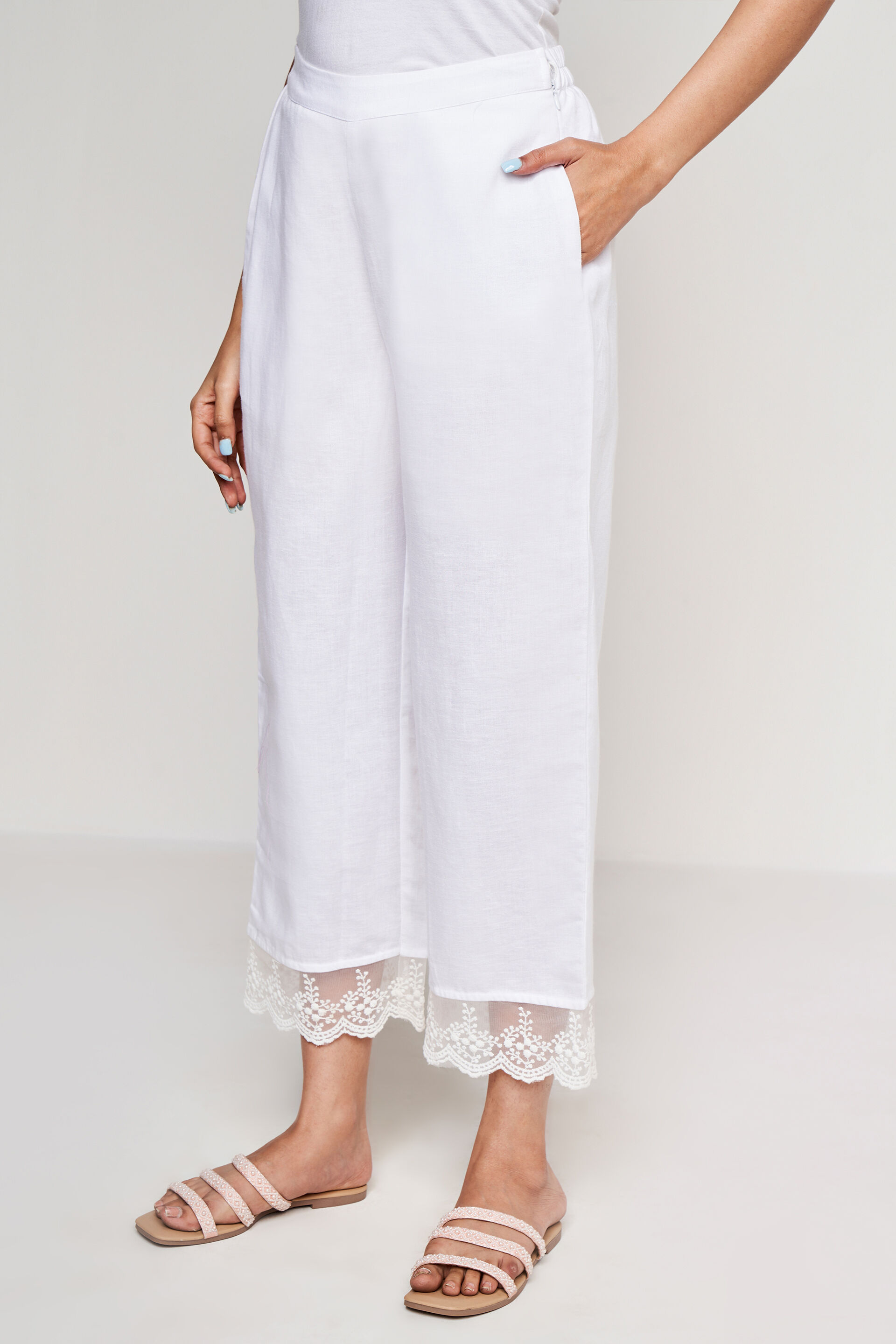 White Solid Lace Bottom, White, image 2