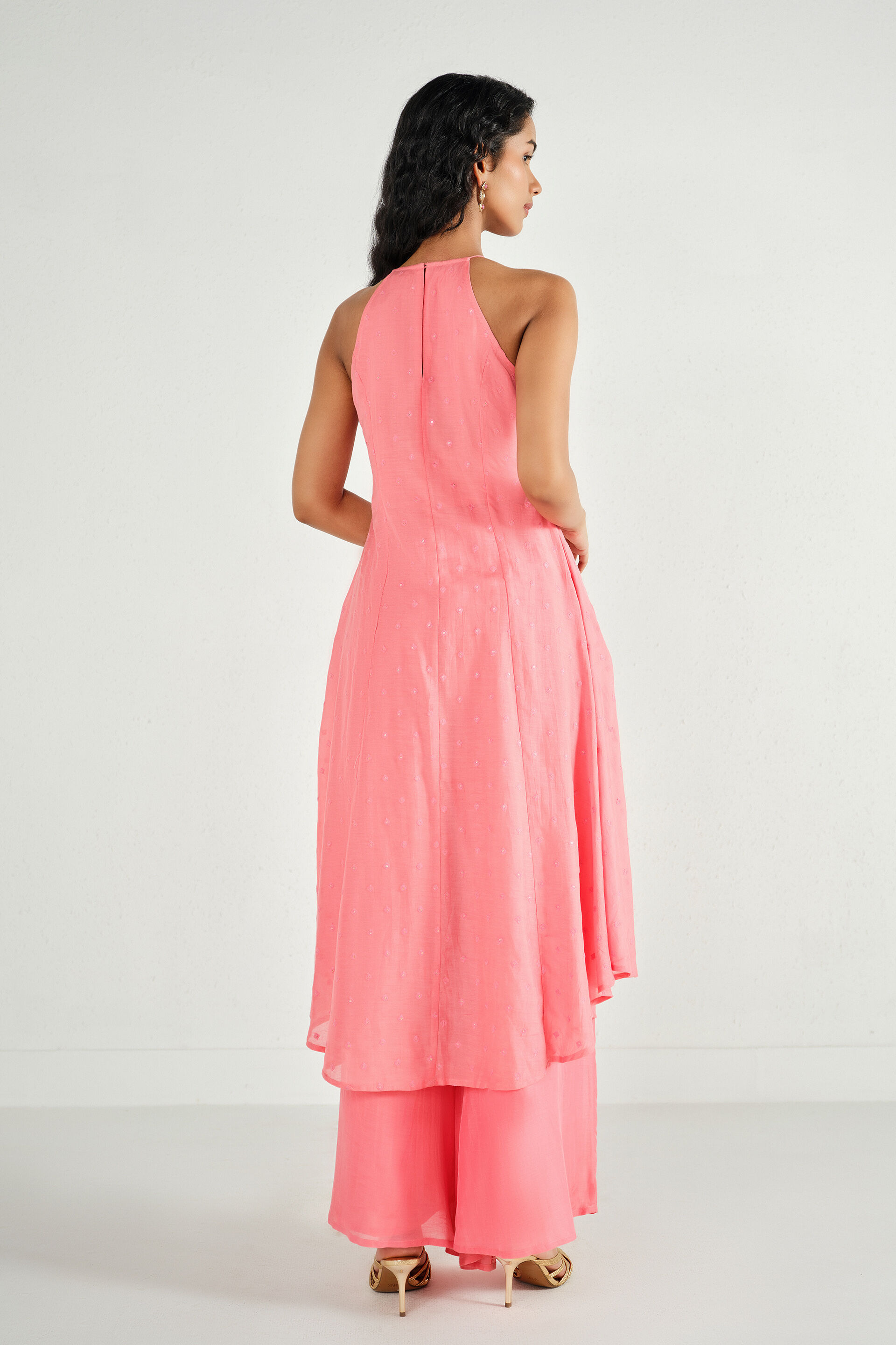 Light Coral Embroidered Kurta Set, Pink, image 5