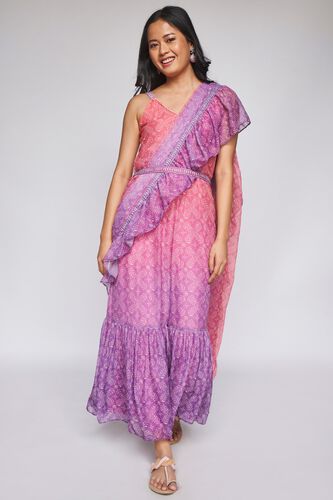 5 - Multi Color Geometric Fit and Flare Stitched Saree, image 5