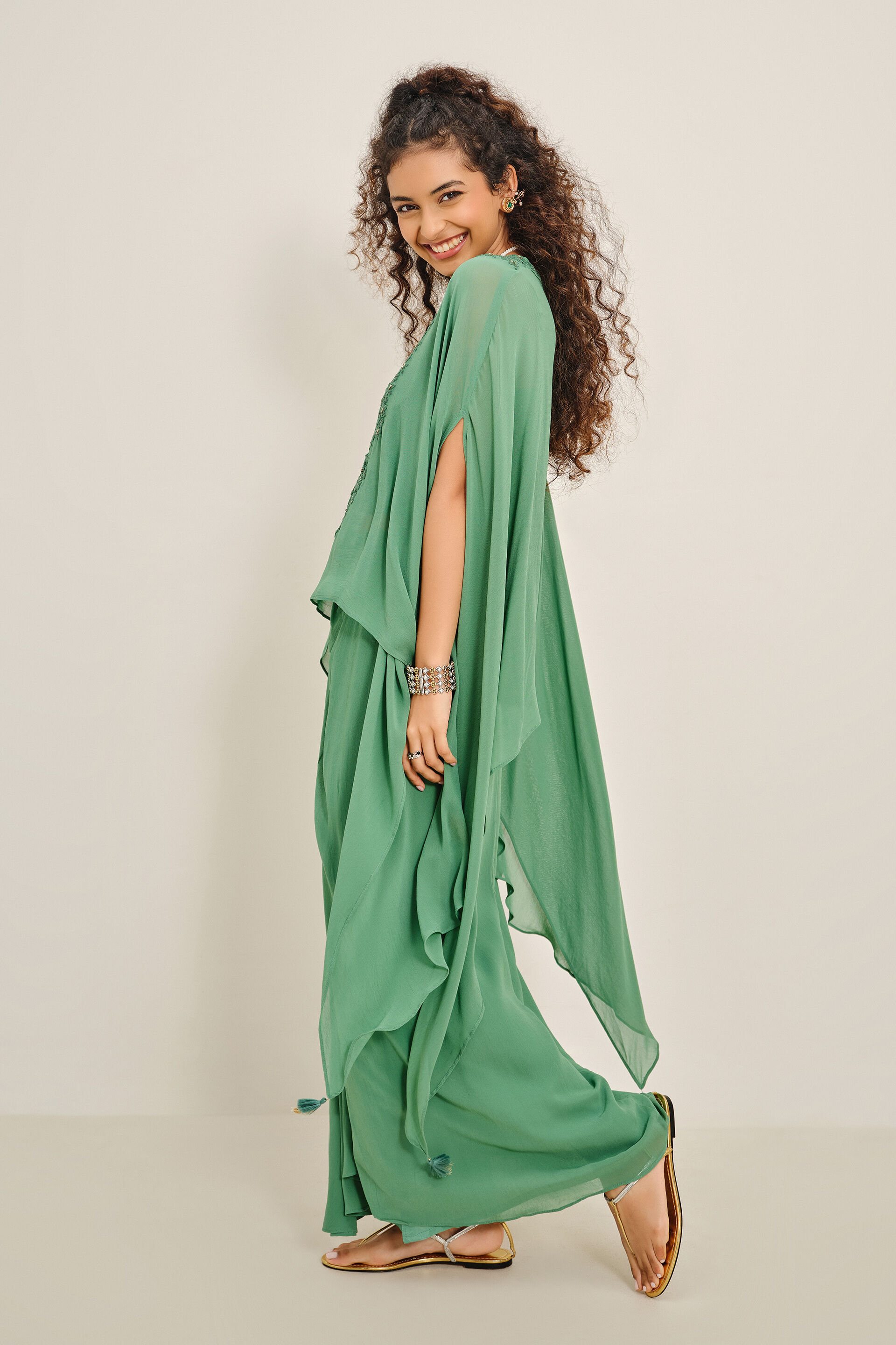 Geet Green Skirt Set, Green, image 3