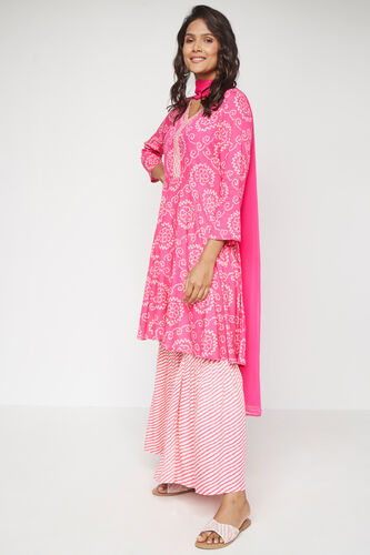 Coral Ethnic Motifs Fit & Flare Suit Set, Coral, image 4