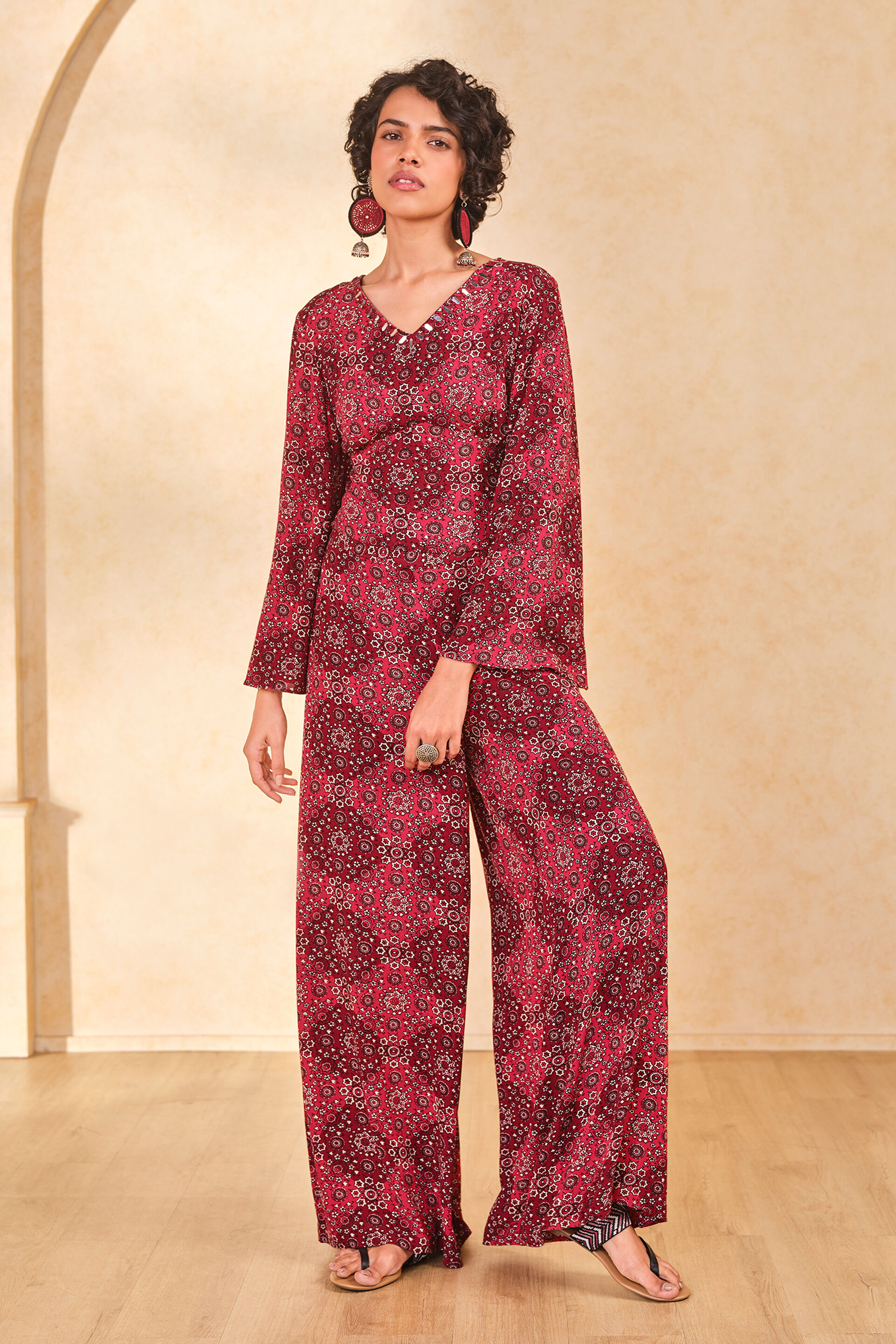 Rust Viscose Crop Top & Pant Set, Rust, image 8