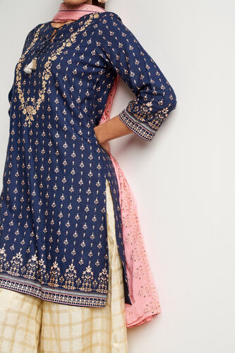 Indigo Ethnic Motifs Straight Suit, Indigo, image 6