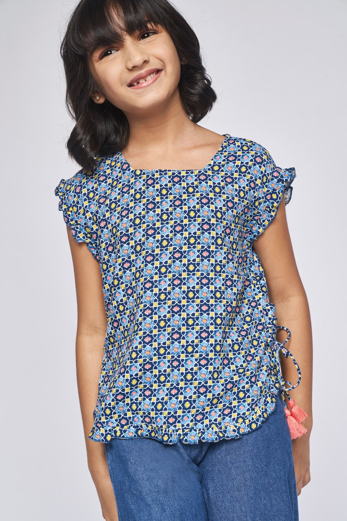 2 - Indigo Tie-Ups Geometric Top, image 2