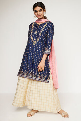 Indigo Ethnic Motifs Straight Suit, Indigo, image 2