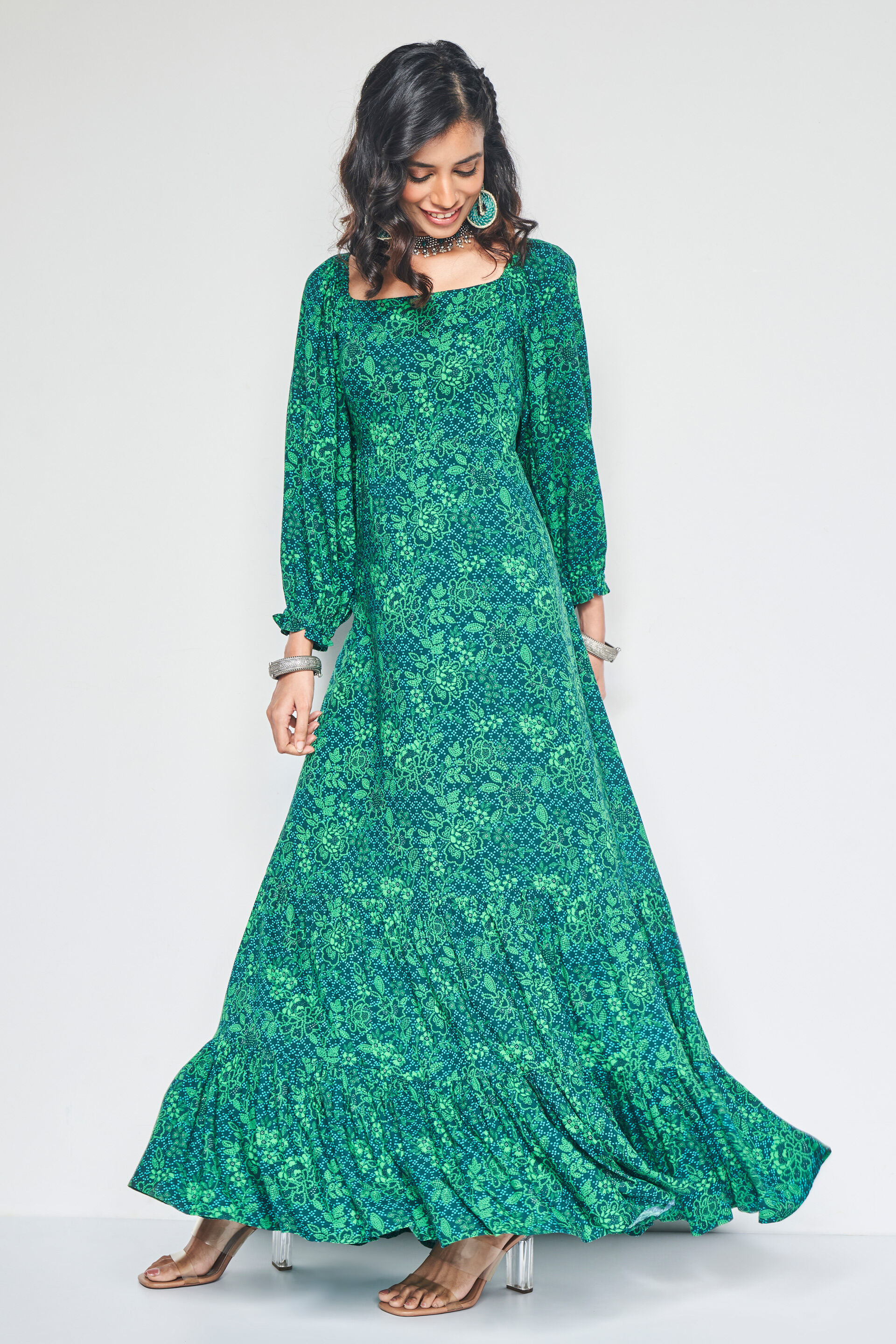 Global desi discount green maxi dress