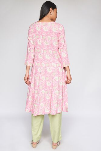 5 - Pink Floral Fit and Flare Kurta, image 5