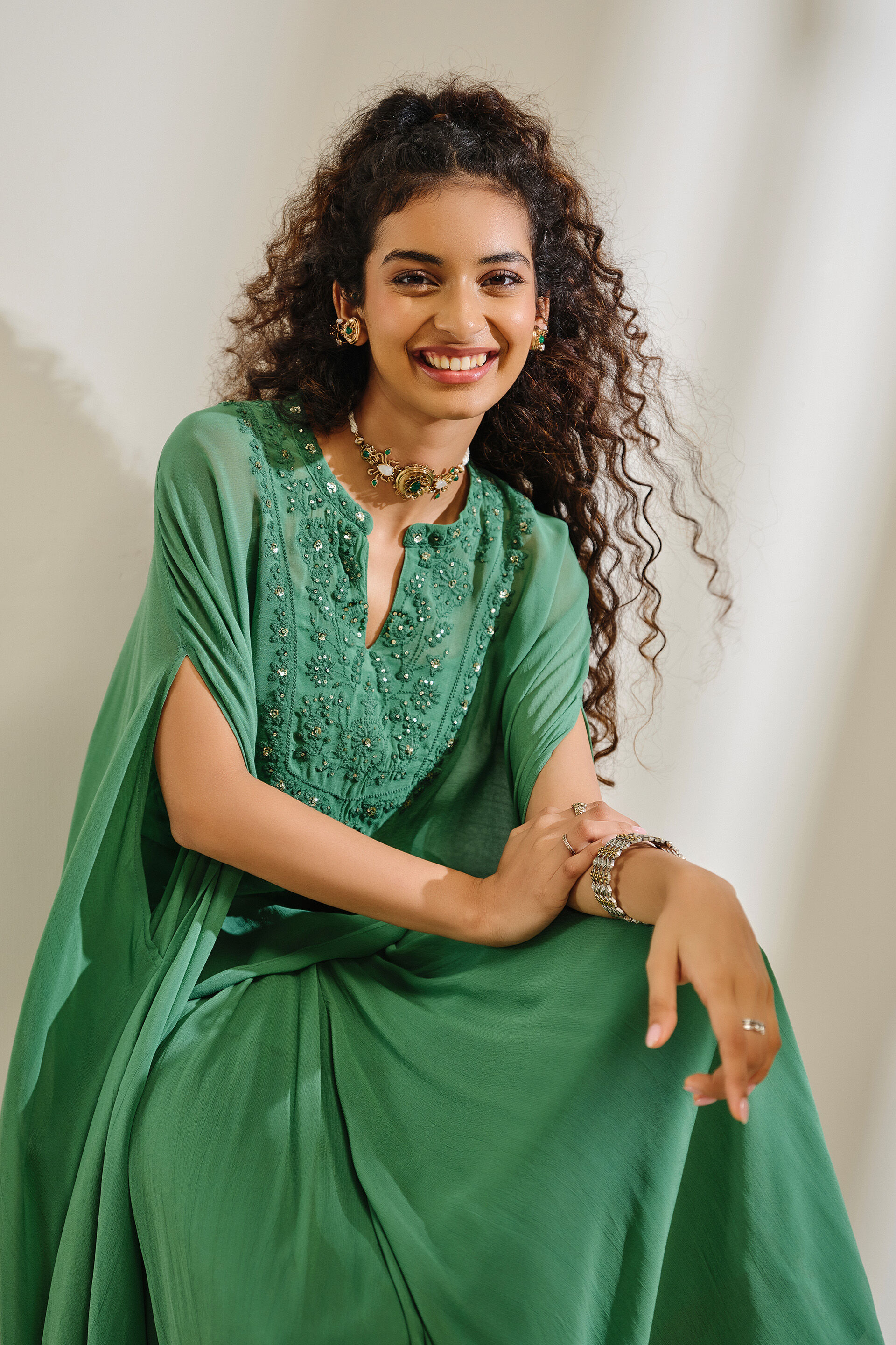 Geet Green Skirt Set, Green, image 2