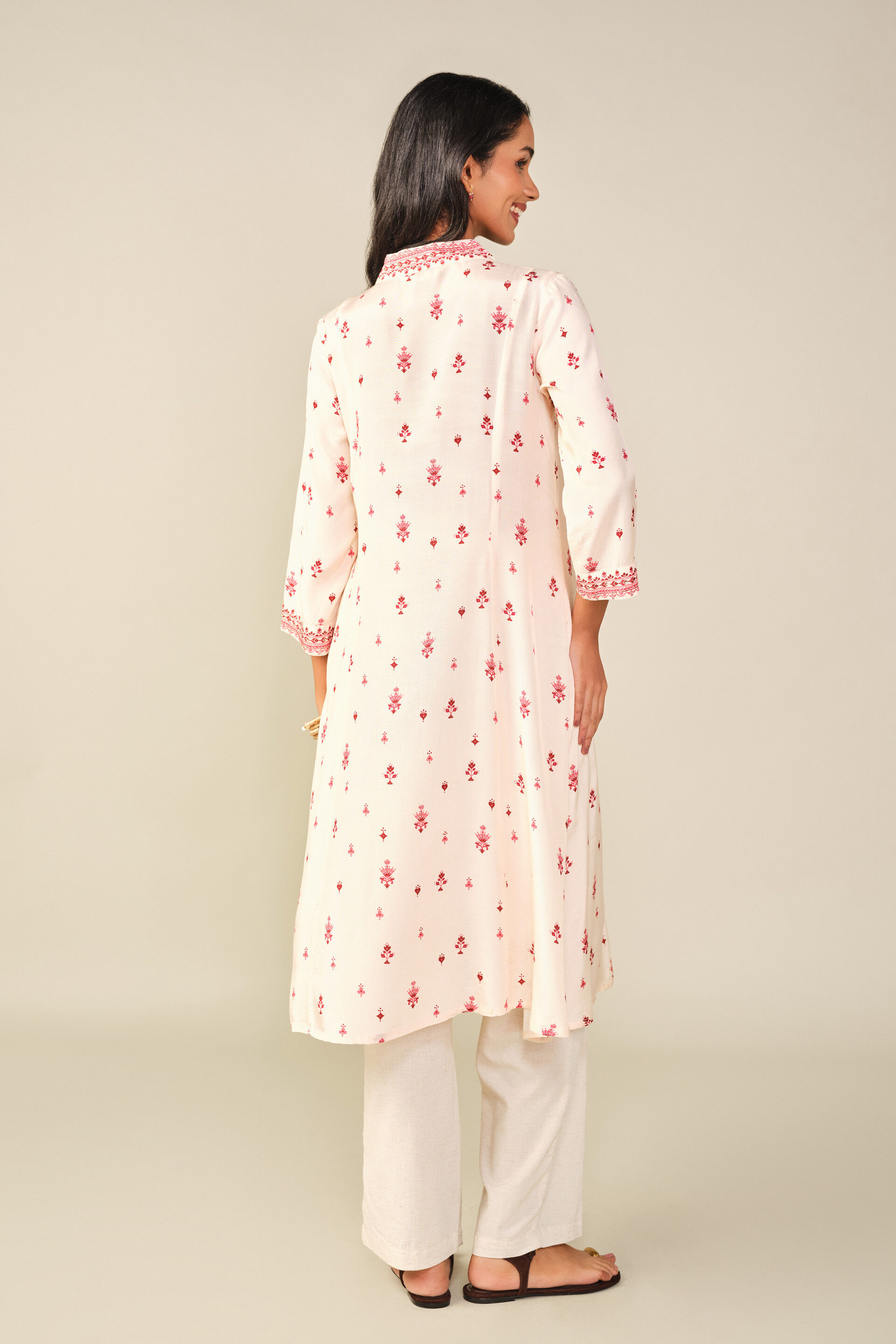 A-line Kurta in White, White, image 5