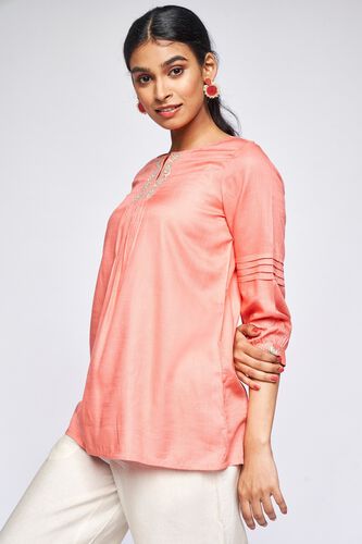 2 - Coral Solid A-Line Top, image 2