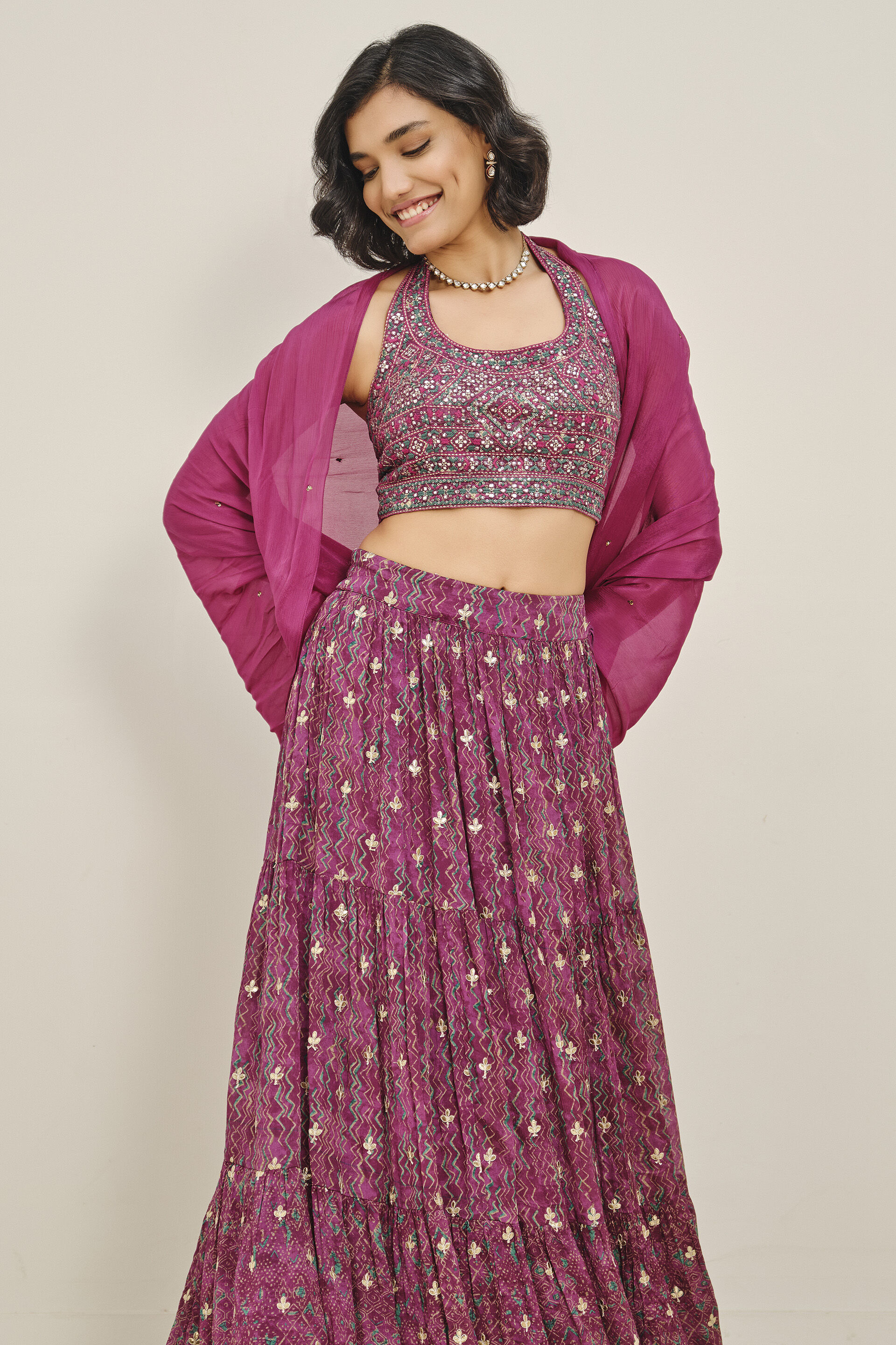 Prutha Purple Embroidered Skirt Set, Purple, image 2