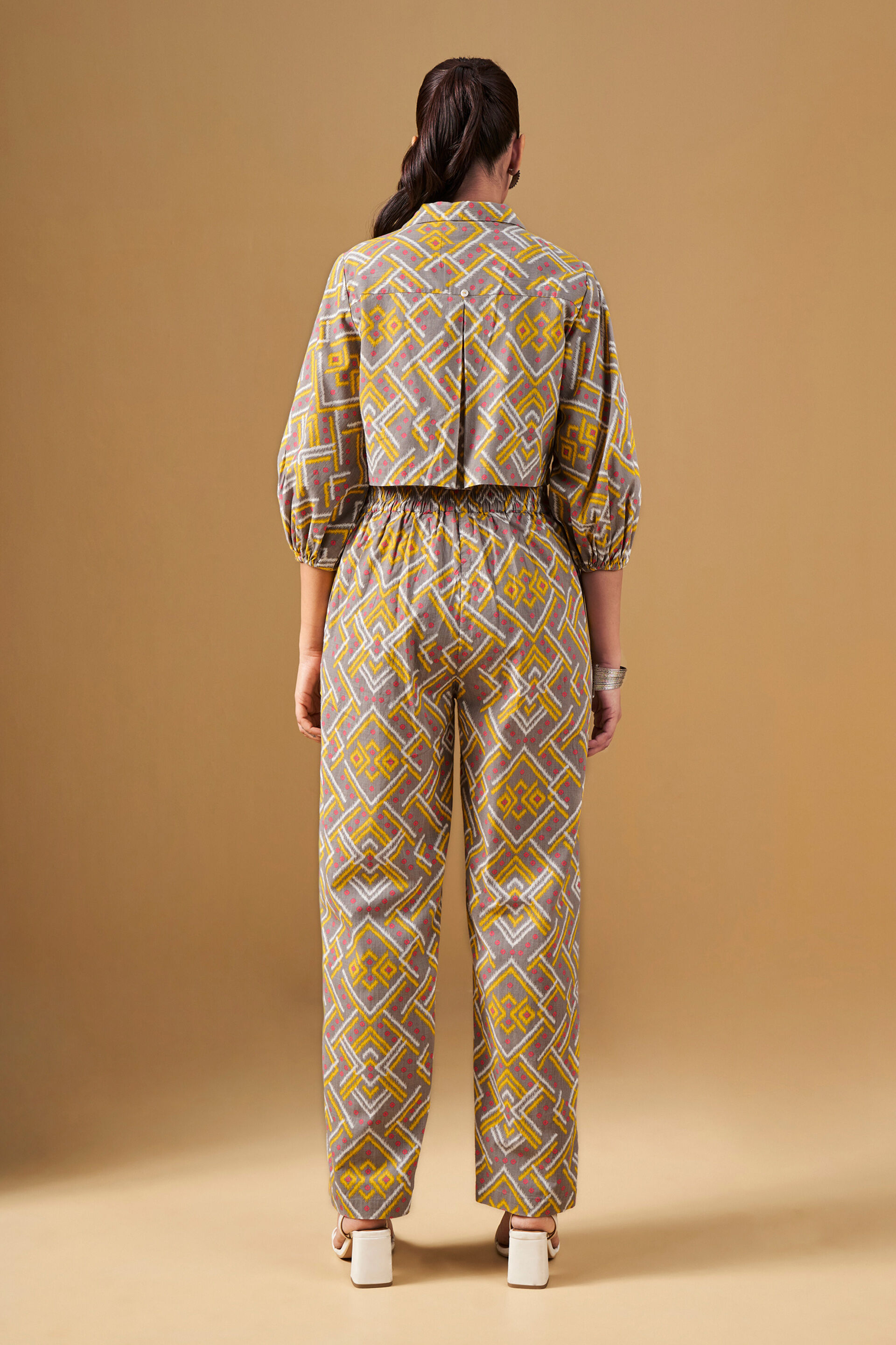 Ikat Inspired Grey Cotton Co-Ord, Grey, image 3