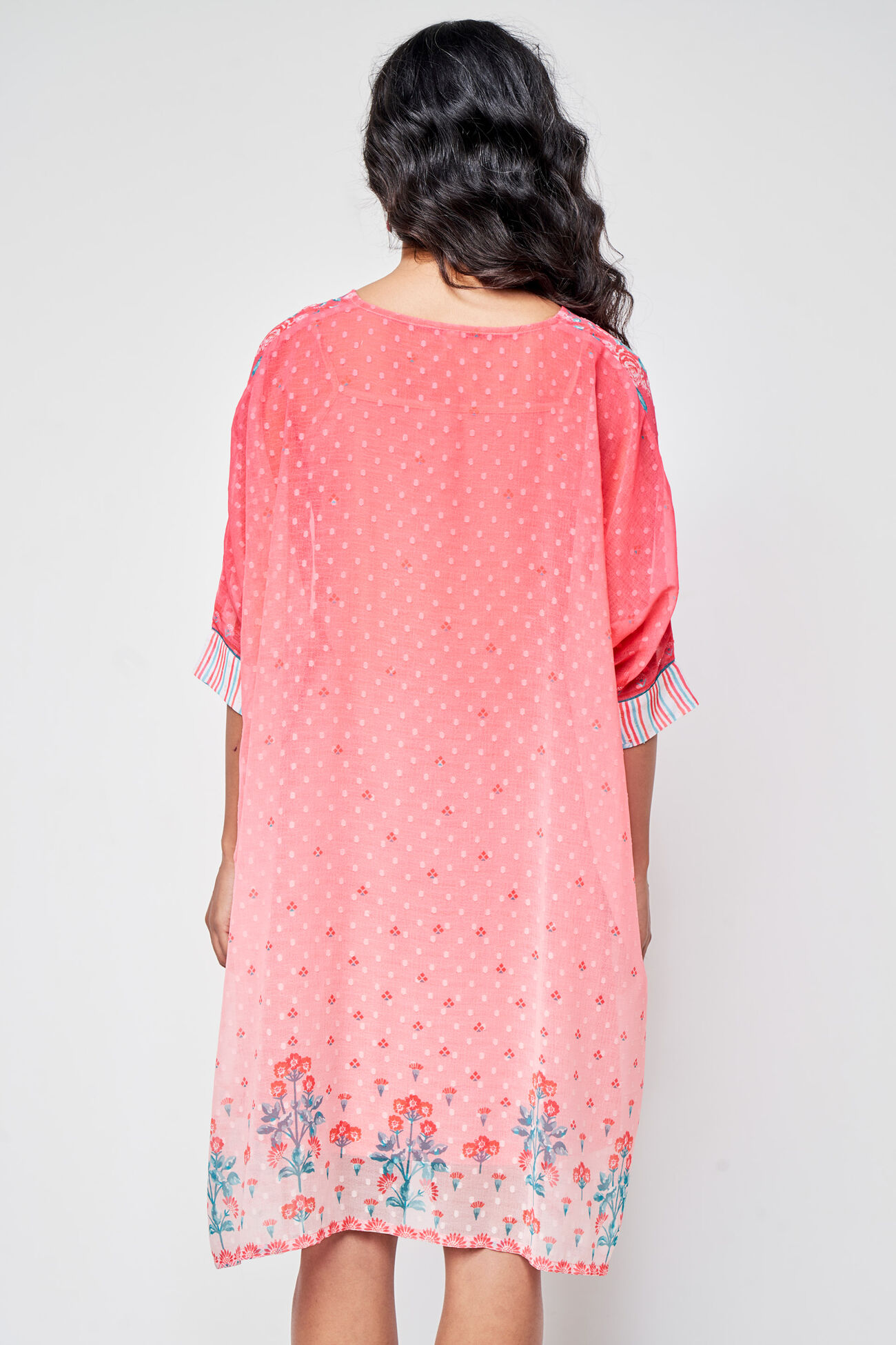 Coral Floral Curved Tunic, Coral, image 6