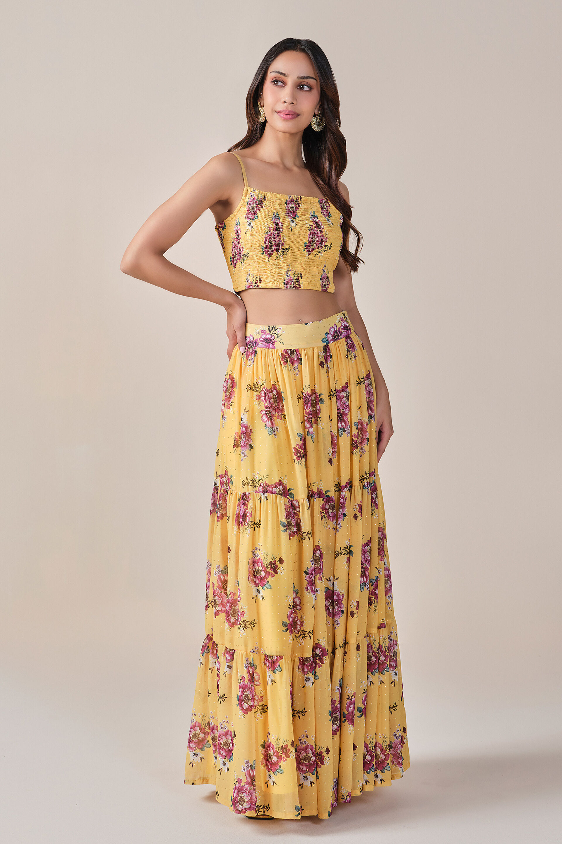Yellow Floral Print Coord Set, Yellow, image 3