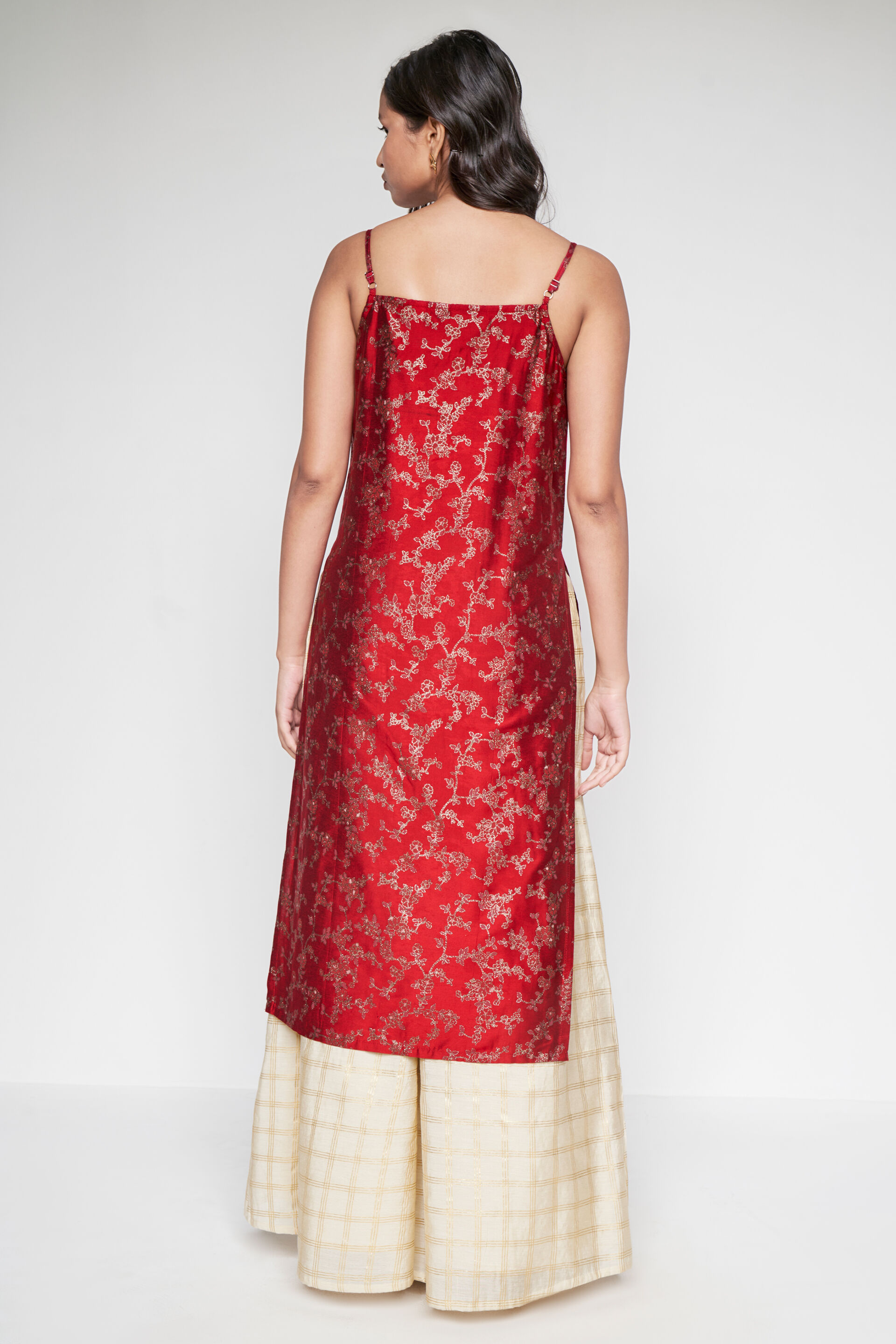 Red Floral Embellished Straight Set, Red, image 5