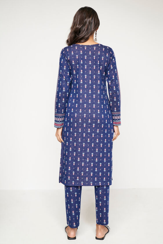 Navy Jacquard Straight Slip-On Suit, Navy Blue, image 5