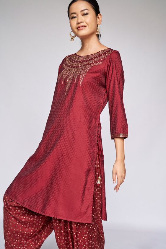 4 - Maroon Embroidered Dhoti Suit, image 4