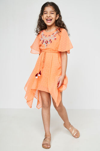 Coral Solid High-Low Dress, Coral, image 3