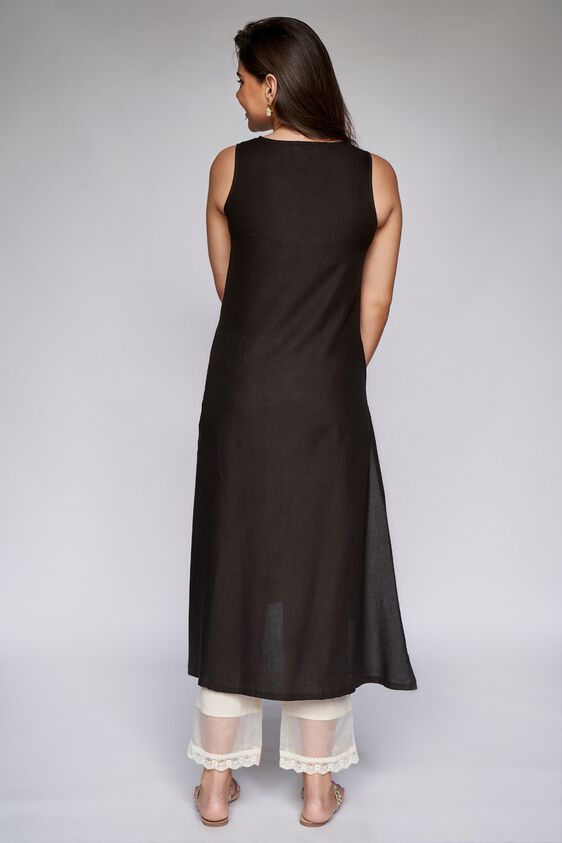 5 - Black Floral Straight Kurta, image 5