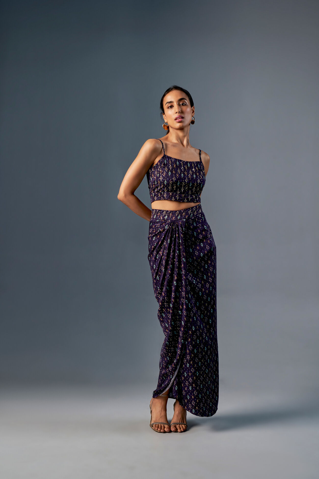 The Saree Skirt Set, Purple, image 1