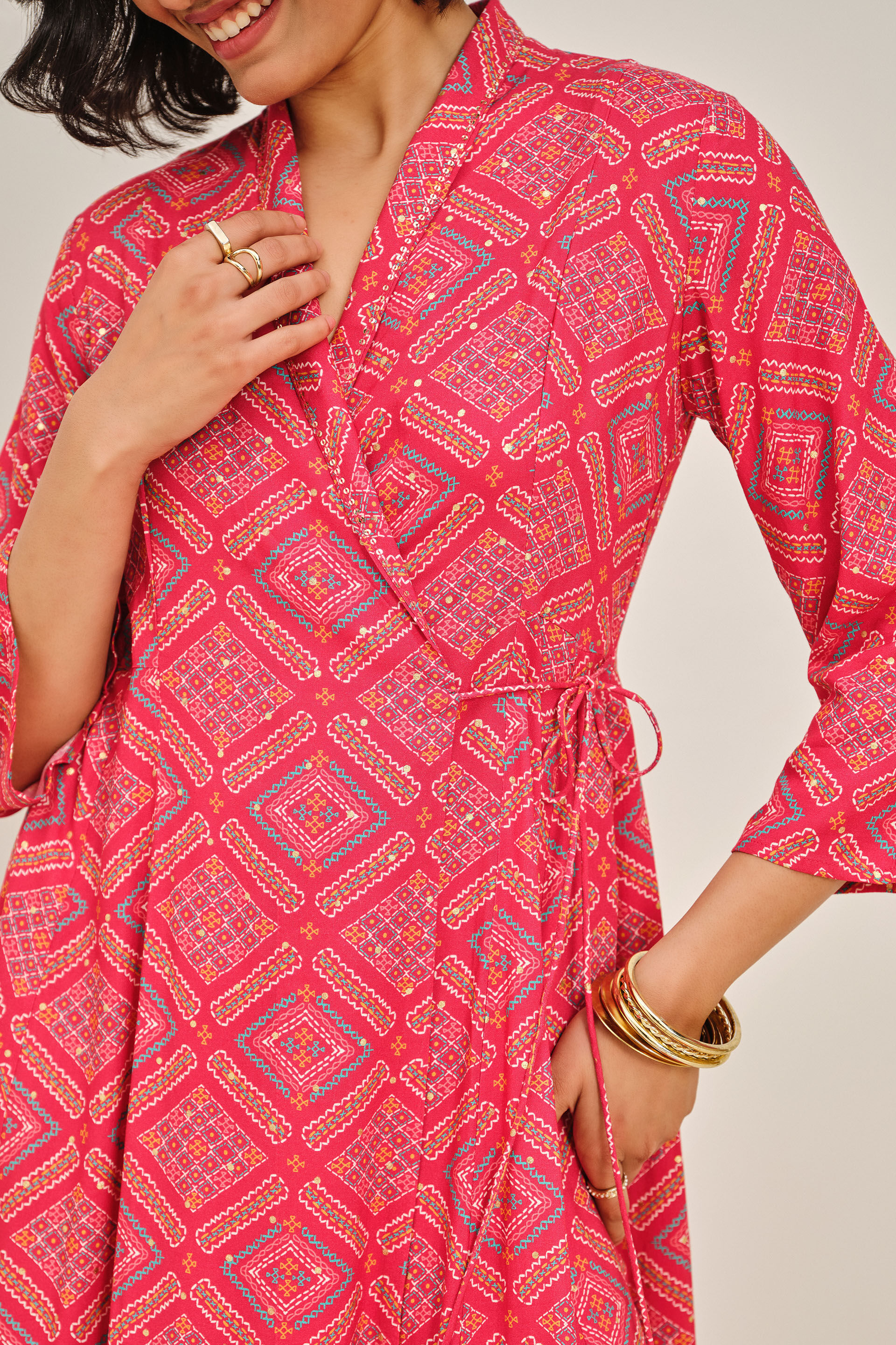 Laal Guldasta Kurta Set, Red, image 4