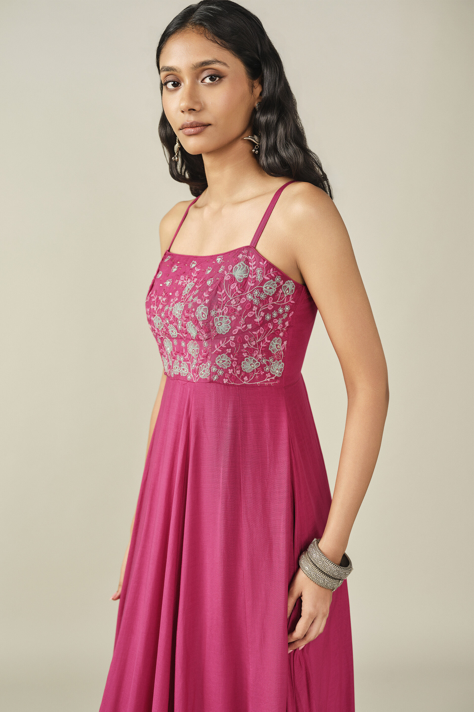 Strappy Midi Dress in Fuchsia, Fuschia, image 4