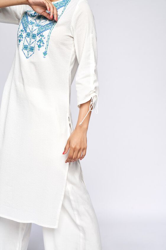 6 - White Solid Straight Kurta, image 6