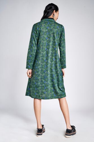 3 - Green Floral Round Neck Midi Dress, image 3