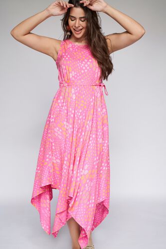 1 - Pink Floral Fit and Flare Dress, image 1