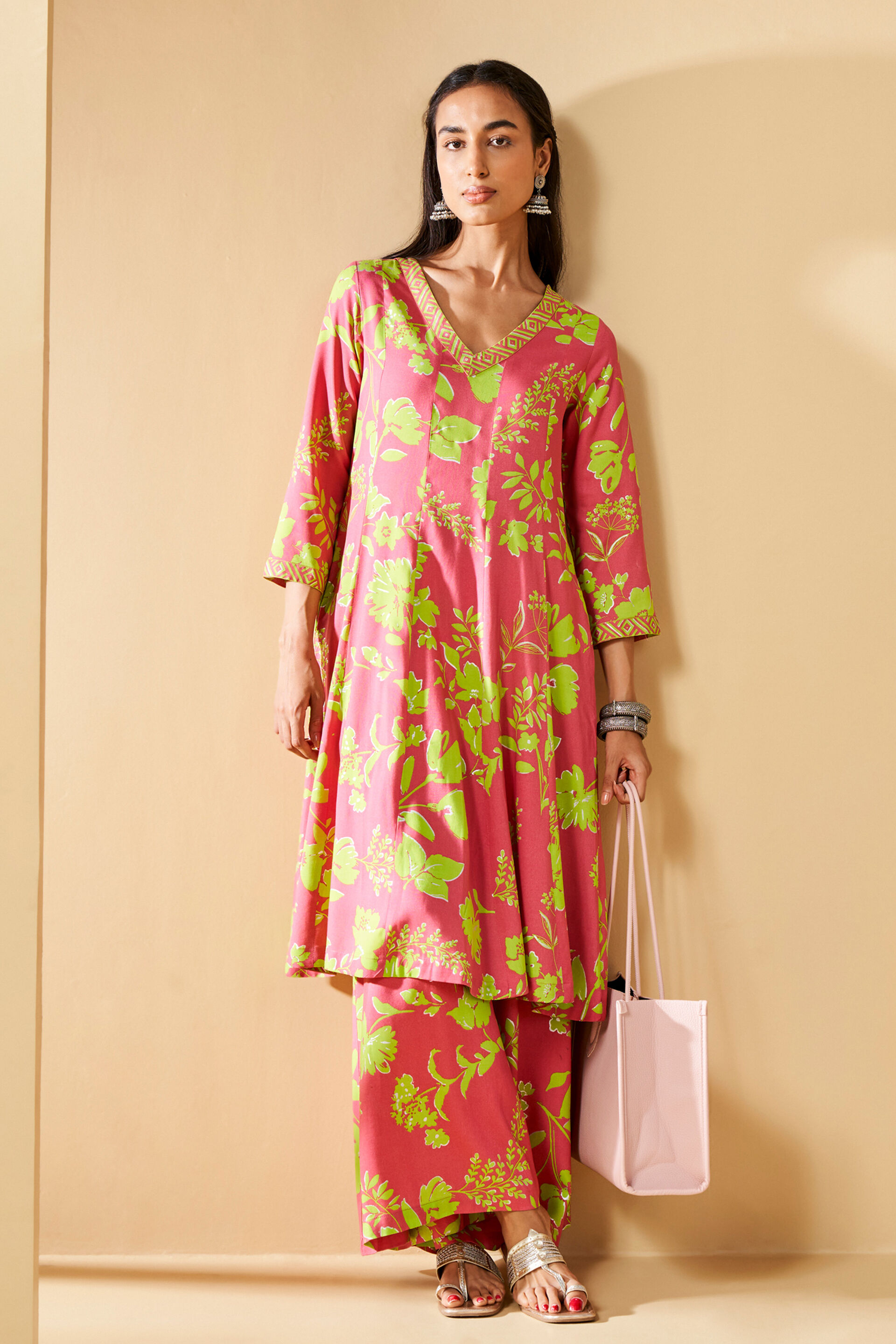 Buy GLOBAL DESI Floral Viscose Round Neck Women's Flared Tunic | Shoppers  Stop