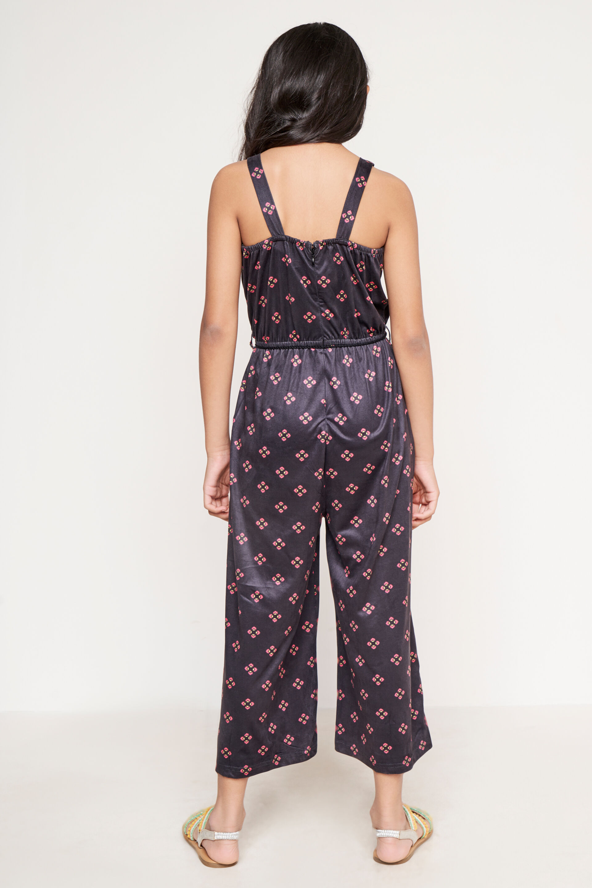Black Geometric Tie Ups Jumpsuit, Black, image 6