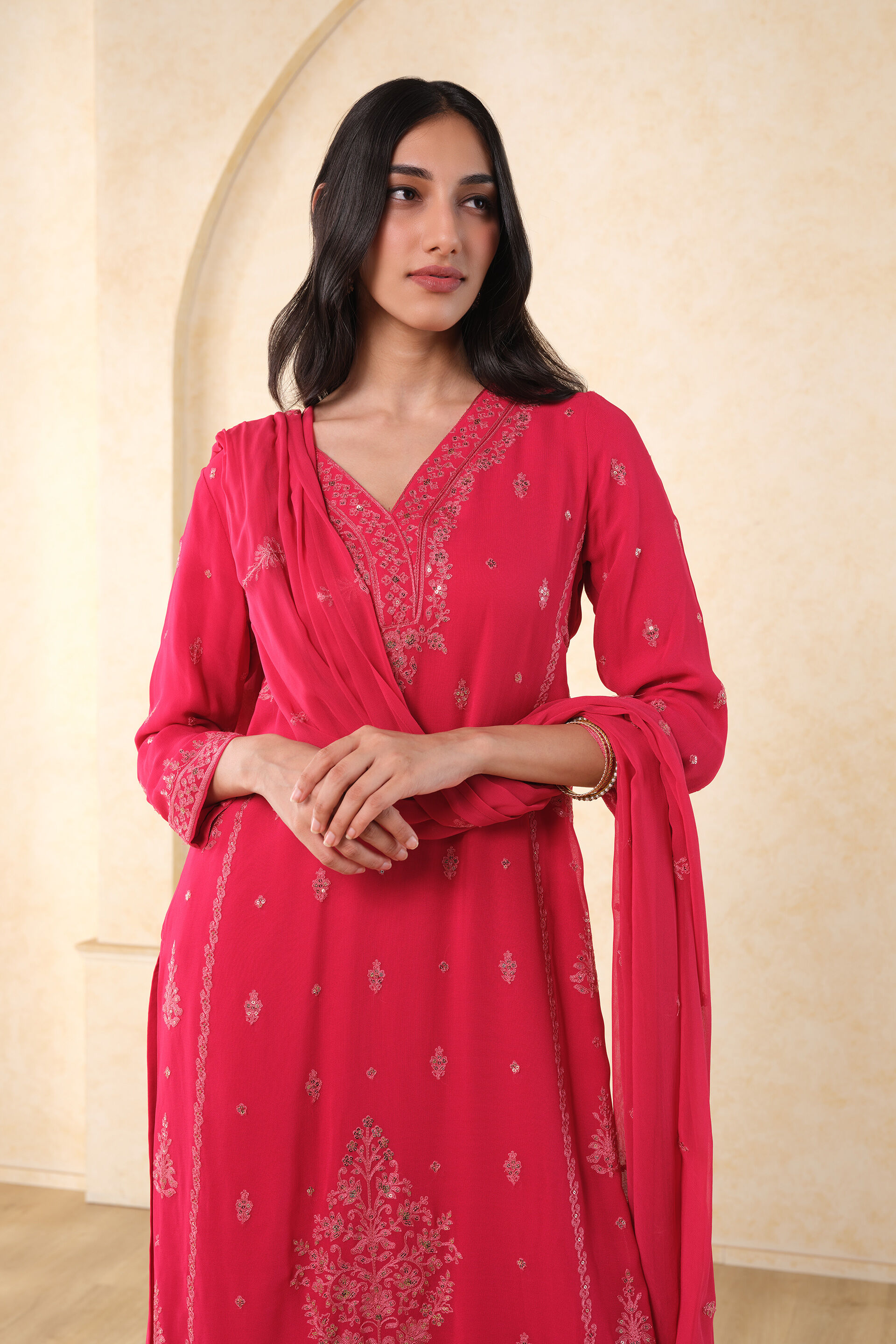 Gulab Sherbet Kurta Set, Red, image 6
