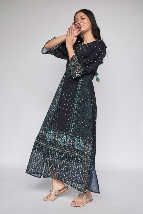 5 - Black Floral Straight Gown, image 5