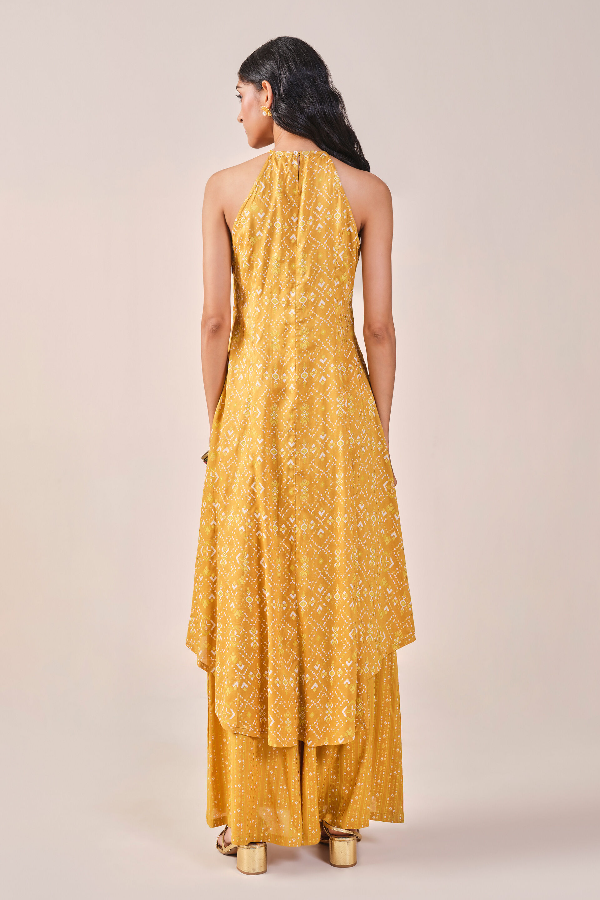 Mustard geometric Print Kurta Set, Mustard, image 10