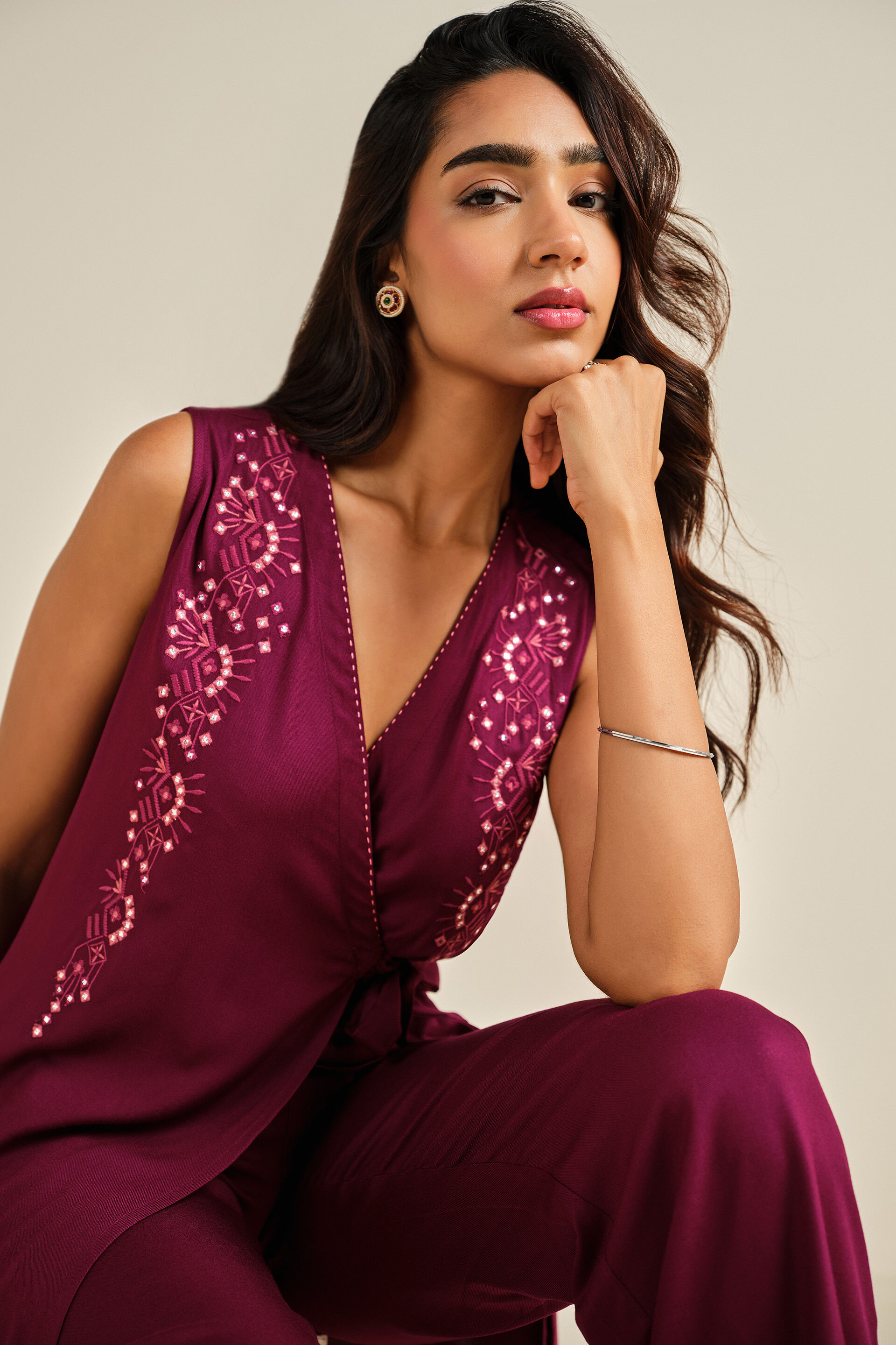 Wine Ambar Co-ord Set, Wine, image 4